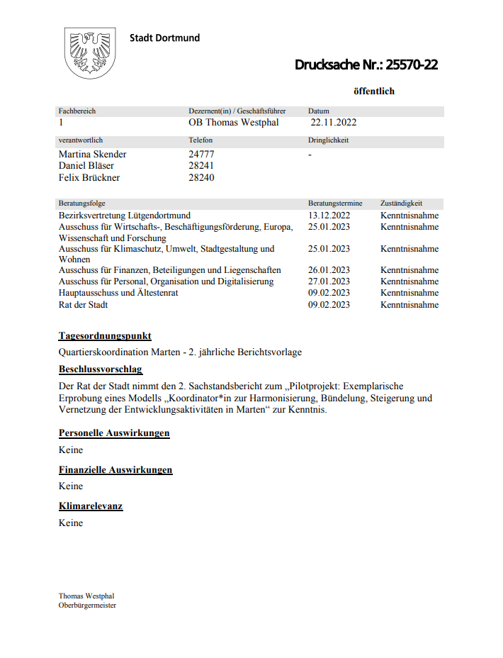Deckblatt 2. Berichtsvorlage
